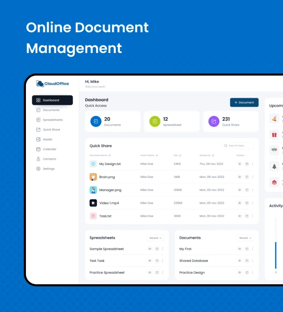 cloud office dashboard design